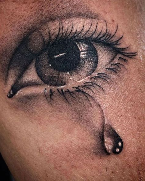 Teardrop Tattoo Design, Eye Tattoo Design Realistic, Small Realistic Tattoo, Eye Tattoo Realistic, Drop Tattoo, Ojo Tattoo, Eye Tattoo Meaning, Teardrop Tattoo, Realistic Eye Tattoo