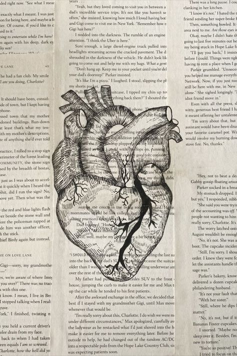 Pen and ink heart drawing done on canvas layered with book pages Heart Drawing, What To Draw, Art Pens, So In Love, Heart Art, Pen Drawing, Book Pages, Aesthetic Art, Skull Tattoo