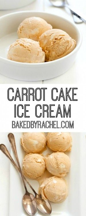 Creamy homemade carrot cake ice cream with cream cheese frosting swirls recipe from @bakedbyrachel Blended Recipes, Easter Ice Cream, Carrot Cake Ice Cream, Eye Scream, Homemade Carrot Cake, Cake Ice Cream, Ice Cream Maker Recipes, Homemade Ice Cream Recipes, Sorbet Recipes