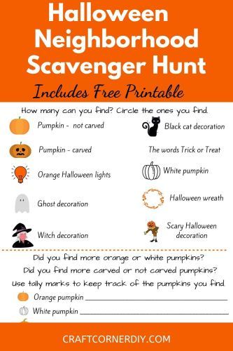 When you take your family walk this October, don't forget to print your free Halloween neighborhood scavenger hunt.  Your kids will have fun trying to find all of the Halloween decorations on their list. Halloween Neighborhood, Neighborhood Halloween, Mummy Jar, Neighborhood Scavenger Hunt, Halloween Block Party, Kids Halloween Party Decorations, Halloween Decorations Wreaths, Pumpkin People, Black Cat Decor