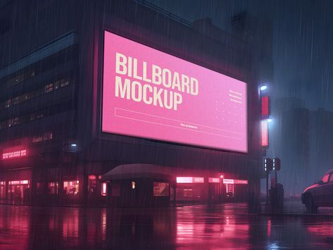 Free Illuminated Night Building Billboard Mockup PSD - Good Mockups Building Billboard, Nighttime City, Night Building, Pink Neon Lights, Dj Flyer, Landing Page Inspiration, Nyc Night, Billboard Mockup, Free Mockup Templates