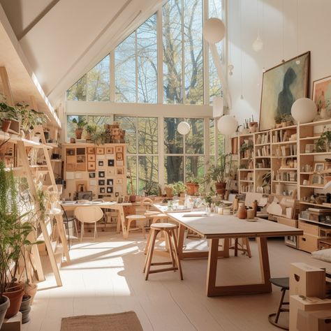 Multispace Room, Beautiful Art Studio, Sunroom Craft Room, Craft Shed Interior Ideas, Painting Atelier, Workshop Design Studio, Dream Art Room, Artist Room, Artist Space