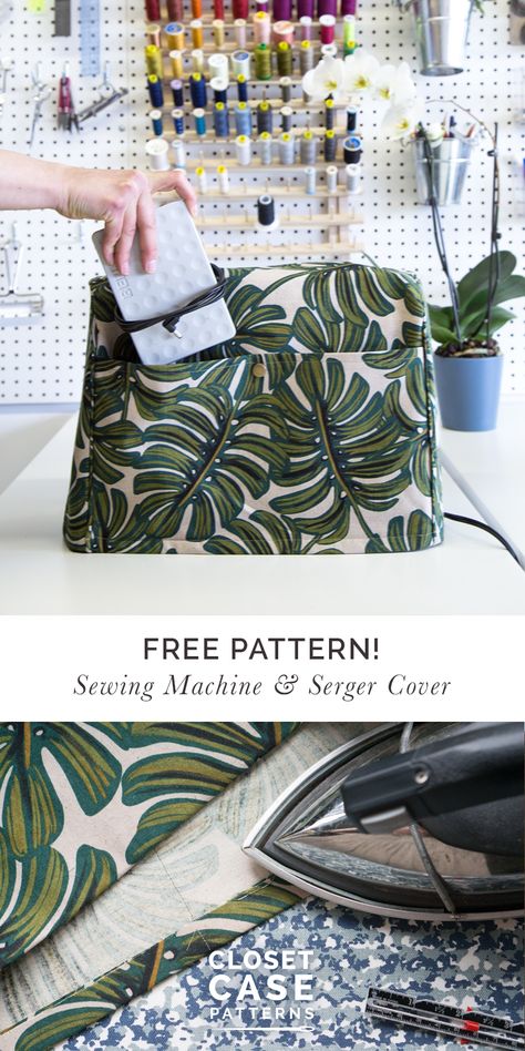 FREE patterns for both a sewing machine and serger cover. Step by step tutorial on how to make it yourself! via @closetcasepatt Sewing Machine Cover Pattern, Serger Sewing, Sewing Machine Cover, Sewing Space, Trendy Sewing, Beginner Sewing Projects Easy, Leftover Fabric, Sewing Projects For Beginners, Sewing Skills