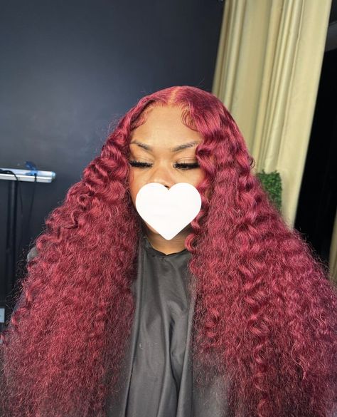 Burgundy Wet And Wavy Wig, Red Lace Front Wigs, Wigs Wet And Wavy, Colored Hairstyles, Bday Hair, Baddie Hair, Wigs Hairstyles, Hair Details, Red Era