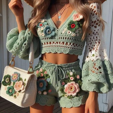 #crochet #crochetdesign #crochetdress #Crochetlongsleevestop   Crochet Women's Fashion Ideas || Top Best Crochet Long Sleeves Top Pretentious Floral Crochet Dress Patterns Design In 2024 Crochet Long Sleeve Tops, Crochet Clothing And Accessories, Crochet Dress Pattern, Crochet Shirt, Crochet Woman, Dress Inspo, Crochet Top Pattern, Crochet Blouse, Stylish Dress Designs