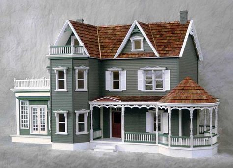 Real Good Toys 1769 Dollhouse, Harborside Mansion w/Conservatory - Click Image to Close Real Good Toys, Wooden Dollhouse Kits, Gingerbread Trim, Doll House Plans, Casas The Sims 4, Victorian Dollhouse, Garden Villa, Dollhouse Kits, Wooden Dollhouse