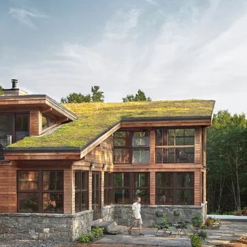 Fox Hollow - Rustic - Exterior - Portland - by Rick Keating Photographer, RK Productions | Houzz Green Roof House, Beautiful Modern Homes, Living Roofs, Contemporary Exterior, Green Architecture, Earthship, House Roof, Eco House, Sustainable Architecture