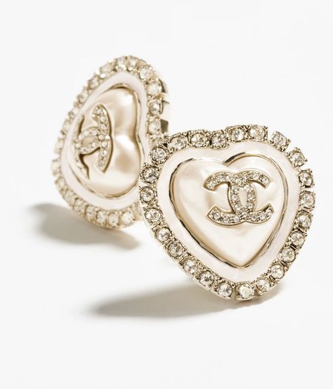 Stud earrings - Metal, resin, glass pearls & strass, gold, pearly white & crystal — Fashion | CHANEL Expensive Jewelry Luxury, Eyewear Shop, Fashion Chanel, Crystal Fashion, Chanel Official, Chanel Official Website, Bridal Engagement Rings, Earrings Metal, Chanel Earrings