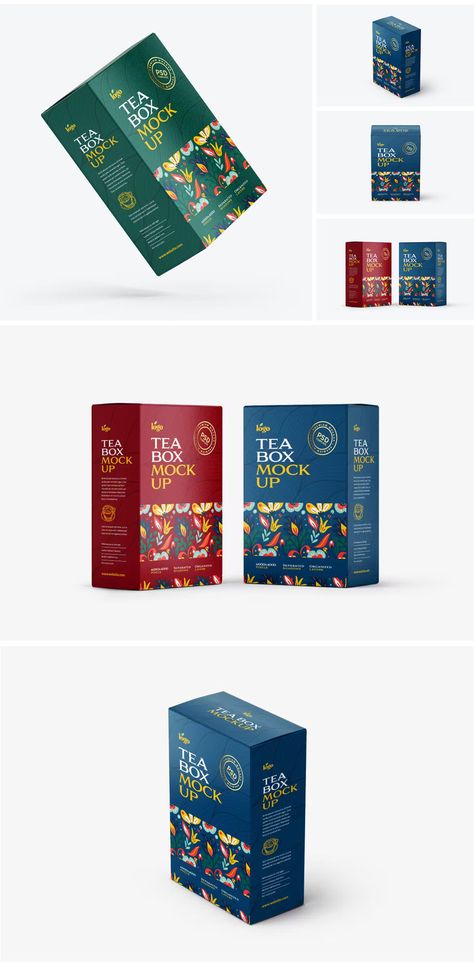 Tea Box Packaging Mockup Tea Package Ideas, Tea Bag Box Design, Luxury Package Design, Tea Box Packaging Design, Green Tea Packaging, Tea Box Packaging, Tea Packing Design, Trendy Packaging, Tea Box Design