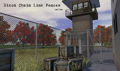 Gelina's Sims 3 Blog: Dixon Chain Link Fences Ts4 Fence Cc, Chain Link Fence Drawing, Sims 4 Chain Link Fence Cc, Sims 4 Fence And Gate Cc, Sims 4 Cc Fences And Gates, Chain Fence, Walking Dead Prison, Barbed Wire Fencing, Sims 3 Cc Finds