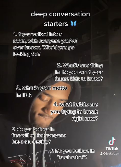 Random Stuff To Talk About, Long Convo Starters, Long Conversation Starters, Question That Make You Think, Friendly Conversation Starters, How To Spice Up A Conversation, Thing To Talk About With Friends, Deep Conversation Topics Crush, How To Start Deep Conversations