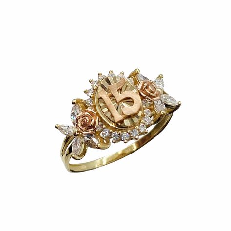 10k & 14k Solid Gold Quinceanera 15th Birthday Rose Round CZ Ring Gift for Women Girl Her * Metal : Real 10K & 14K Yellow and Rose Gold * Gemstone : Cubic Zirconia * Condition : Brand New * Finish : Polished * Height : Small (11.5mm) / Medium (14.5mm) * Weight : Small (2.5gram) / Medium (3.6gram) This is an approximate size & weight. Please expect up to ±10% difference. * Processing time : 1~2 business days * Ships from California This is 100% Authentic 10k & 14k Gold. Not plated or filled. All Gold Quince Ring, Quince Rings Gold, 15 Rings Quinceanera, Quinceañera Rings, Quinceanera Rings, Quince Rings, Beauty And The Beast Quince, Lavender Quinceanera, Masquerade Invitations