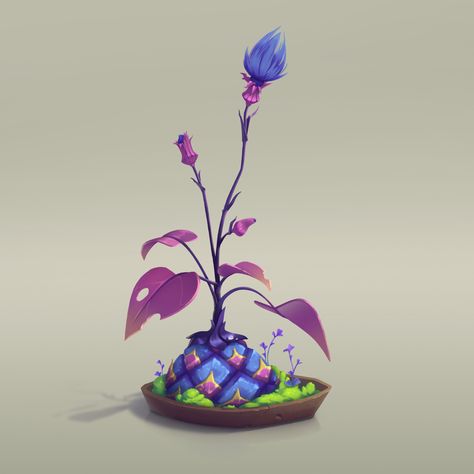 ArtStation - Plant, Katerina Uralskih Magical Plants Art, Flowers Concept Art, Flower Concept Art, Magic Greenhouse, Futuristic Plants, Fantasy Plant, Fantasy Plants, Plant Monster, Alien Plants