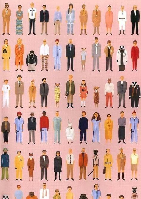 Wes Anderson character pattern Wes Anderson Characters, Wes Anderson Aesthetic, Wes Anderson Style, Fantastic Fox, Wes Anderson Movies, Wes Anderson Films, The Royal Tenenbaums, Character Study, Wes Anderson