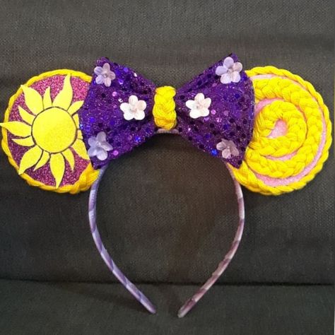 Tangled / Rapunzel Minnie Ears 2018 Disney Cruse, Diy Mickey Ears, Disney Mouse Ears, Princess Parking, Disney Bound Outfits, Tangled Rapunzel, Disney Mouse, Minnie Mouse Ears, Disney Crafts