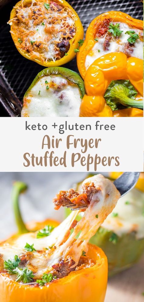 Air Fryer Stuffed Peppers, Gluten Free Recipes For Dinner, Air Fryer Dinner Recipes, Air Fryer Healthy, Gluten Free Dinner, Air Fryer Recipes Easy, Air Fryer Recipes Healthy, Peppers Recipes, Vegetarian Recipes Dinner