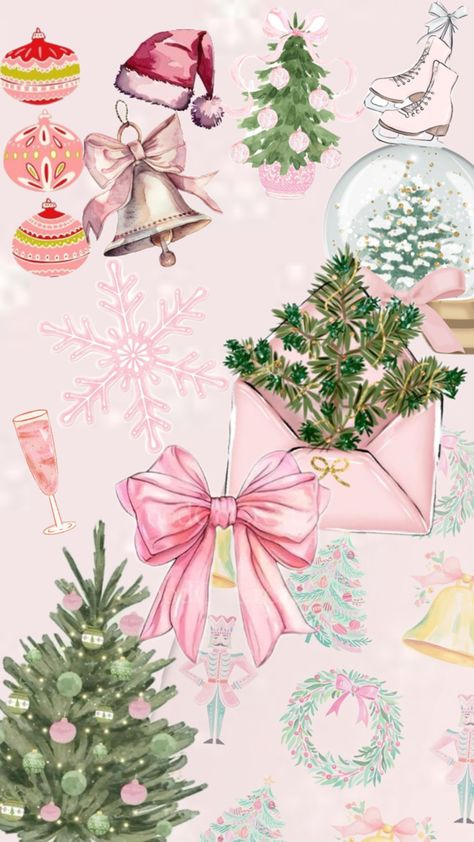 Pink Christmas Pink Merry Christmas Images, Pinkmas Aesthetic Wallpaper, Pink Christmas Collage Wallpaper, Pink And Green Christmas Wallpaper, Hot Pink Christmas Aesthetic Wallpaper, Pink Bow Christmas Wallpaper, Vintage Pink Christmas Images, Merry Christmas Pink Aesthetic, Pink Nutcracker Wallpaper