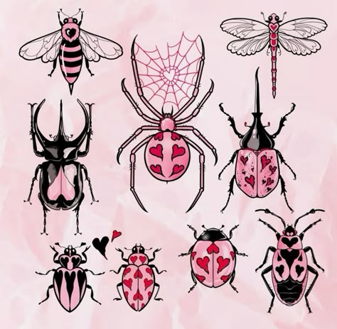 Cartoon Tattoo Ideas, Cartoon Tattoo, Bug Tattoo, 4 Tattoo, Love Theme, Cute Little Tattoos, Tattoo Style Drawings, Tattoo Portfolio, Tattoo Flash Art