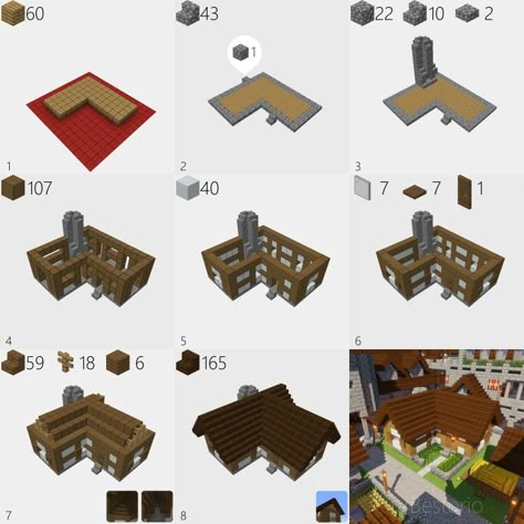 Simple Minecraft Houses Step By Step, Minecraft Blue Prints, Minecraft Houses Step By Step, Minecraft Small House, Minecraft Medieval House, Rpg Wallpaper, Stone Bricks, White Christmas Party, Christmas Party Backdrop