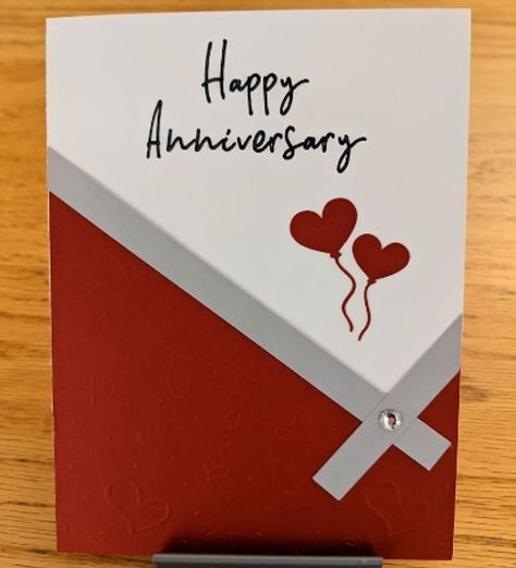 Anniversary Cards Cricut Free, Cricut Anniversary Card, Card With Hearts, Cards Cricut, Anniversary Cards Handmade, Valentines Card, Cricut Free, Anniversary Card, Happy Anniversary