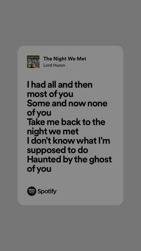 The Night We Met Spotify, The Night We Met, Night We Met, Lord Huron, Ghost Of You, Meaningful Lyrics, Instagram Graphics, Music Motivation, Song Recommendations