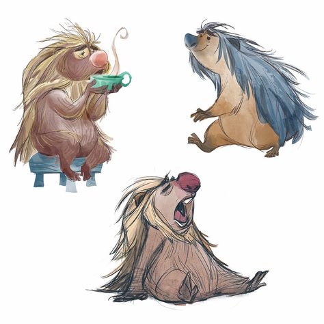 "Porcupines" by Matt Haber Porcupine Character Design, Porcupine Character, Cartoon Porcupine, Hedgehog Character Design, Porcupine Drawing, Porcupine Illustration, Development Sketches, Poppy And Branch, Female Drawing