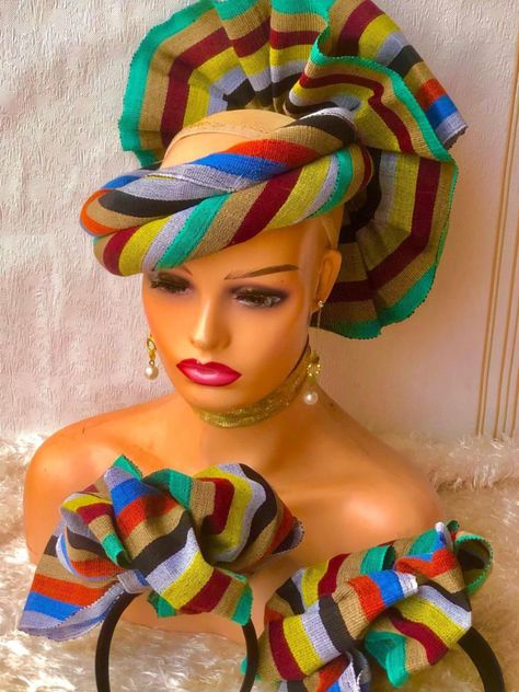 Luxury Women's Headpieces For Church, African Hair Pieces, African Traditional Dresses Wedding Head Wraps, African Head Wraps Dresses, Luxury Wide Brim Party Headpieces, African Head Crown, Asooke Fascinator Headband, African Wedding Crown, African Feather Hat