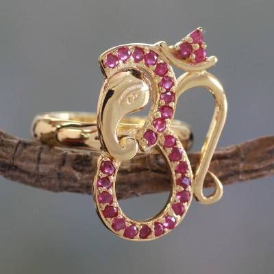 Thali Chains, Ruby Cocktail, Two Finger Ring, Ganesha Pendant, Ruby Jewellery, Gold Finger Rings, Evening Jewelry, Golden Ticket, Ring Ruby