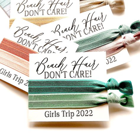 Girls Trip Beach Hair Don't Care Girls Getaway Gifts Mom's Trip Gifts Birthday Bachelorette Hair Tie Gifts Girls Club Gifts - Etsy Girls Beach Trip Gift Bag Ideas, Beach Trip Gifts For Friends, Girls Trip Gift Bags Ideas, Girls Beach Trip Gifts, Girls Getaway Weekend Gifts, Girls Weekend Goodie Bags, Girls Trip Goodie Bags Ideas, Girls Trip Goodie Bags, Girls Trip Gift Ideas