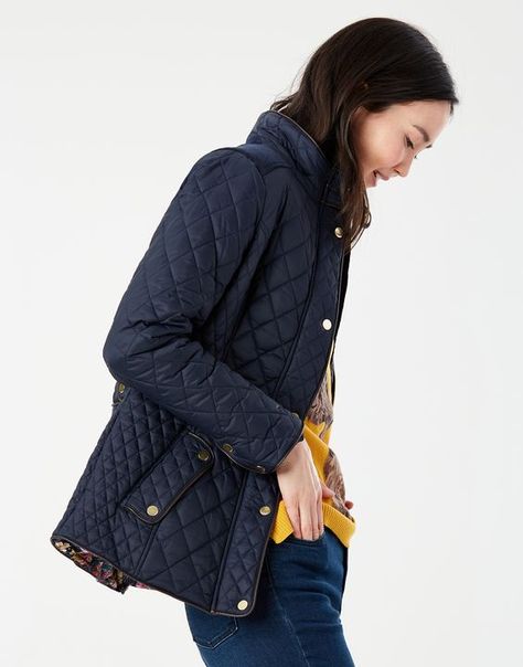 Newdale null Quilted Coat , Size 10 | Joules UK Female Marines, Navy Quilt, Riding Jacket, Women Jacket, Classic Coats, Princess Seams, Quilted Coat, Princess Seam, Mode Fashion