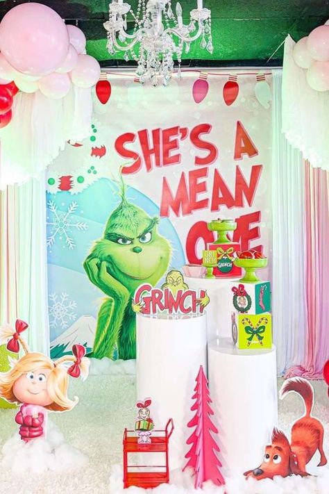 Mean One Grinch Birthday, Grinch Birthday Party Ideas, Grinch Birthday Party, Grinch Birthday, Baby First Birthday Themes, First Birthday Cookies, Grinch Christmas Party, Grinch Party, Twins 1st Birthdays