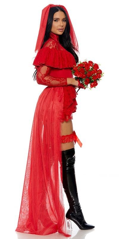 Sexy Comic Book & Cosplay Heroes Halloween Costumes | Musotica Character Halloween Costumes, Red Veil, Movie Character Costumes, Red Choker, Bride Costume, Character Costume, Black Wedding Cakes, Red Costume, Red Bodysuit