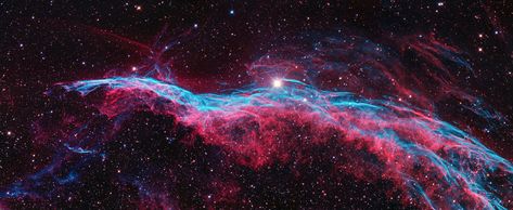 red and blue galaxy a supernova in the constellation Cygnus LBN 191 The witch's broom nebula #NGC6960 #5K #wallpaper #hdwallpaper #desktop Western Veil, Veil Nebula, Nebula Wallpaper, Space Solar System, Witches Broom, Star Formation, Galaxy Background, Witch Broom, Wallpaper Dekstop