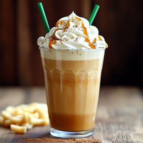 ☕ Caramel Macchiato Frappuccino: Blend up a café favorite at home! 🍹🍯 #CoffeeLovers #Frappuccino Caramel Macchiato Frappuccino Ingredients: Ice (2 cups) Brewed espresso (1/2 cup, chilled) Milk (1 cup) Caramel sauce (3 tbsp) Vanilla syrup (2 tbsp) Whipped cream (for topping) Instructions: Blend ice, espresso, milk, caramel sauce, and vanilla syrup until smooth. Pour into a glass, top with whipped cream and extra caramel sauce. 🍯 Treat yourself to this creamy, caramel-infused frappuccino th... Vanilla Frap, Vanilla Frappuccino, Iced Caramel Macchiato, Caramel Delights, Homemade Frappuccino, Ice Caramel Macchiato, Instagram Recipes, Creamy Caramel, Twisted Recipes