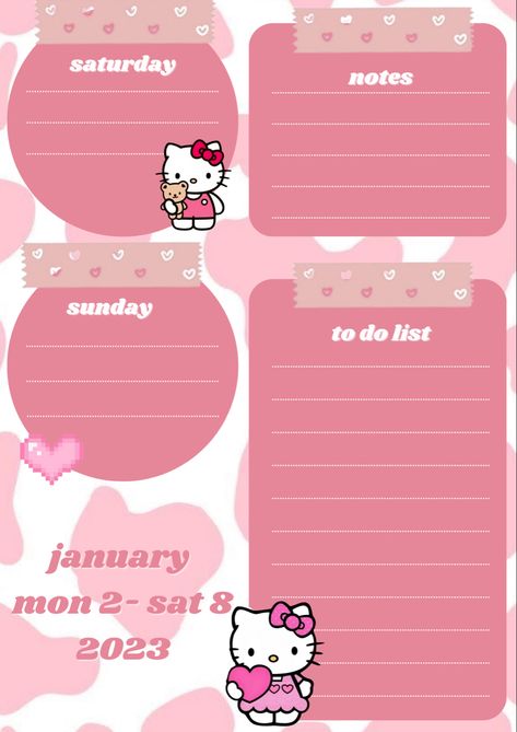 Hello Kitty Weekly Planner, Docs Templates, Iphone Screen, Cute Kawaii, Easter Baskets, Weekly Planner, To Do List, Baskets, Hello Kitty