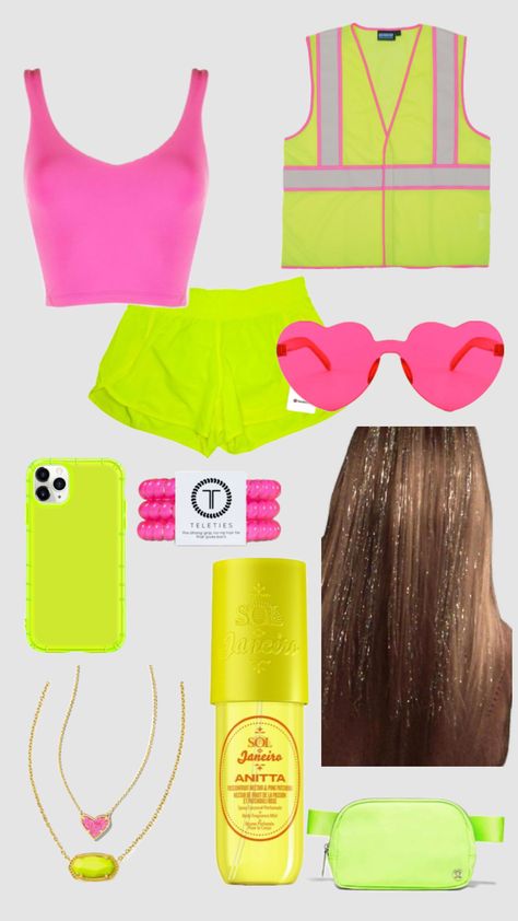 #fitinspo#neonaesthetic#neonfit#cutefit Neon Party Outfits, Spirit Week Outfits, Cute Group Halloween Costumes, Classy Halloween Costumes, Matching Halloween Costumes, Bff Halloween Costumes, Hallowen Ideas, Trio Halloween Costumes, Preppy Inspiration