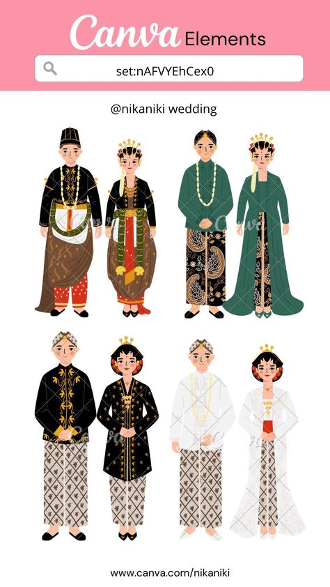 Cute Javanese wedding dress couple illustration canva elements keyword Javanese Wedding Dress, Wedding Dress Couple, Canva Keywords Elements, Canva Free Elements, Javanese Wedding, Dress Couple, Canva Keywords, Canva Frames, Keyword Elements Canva