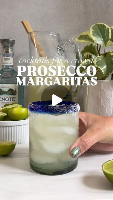 Katie Kelly on Instagram: "PROSECCO MARGARITAS 🍾 🍋‍🟩 

This batch makes 8 margaritas!

INGREDIENTS
16 oz tequila
8 oz lime juice
4 oz triple sec
1 bottle of Prosecco 

SERVING DIRECTIONS
If you plan on serving all 8 of these right away, pour the entire bottle of Prosecco into the pitcher.

If you want to serve later or throughout your night/party/etc, add in the Prosecco as you serve it. Make your margarita mix, then pour 3.5 oz of your margarita mix into a glass filled with ice. Top with fresh Prosecco. 

#margaritaville #tequilatequila #proseccotime #cocktailrecipes #cocktailgram #easycocktailrecipes #homebartender" Healthy Margarita Recipe, Healthy Margarita, Facebook Recipes, Prosecco Cocktails, Party Cocktails, Margarita Mix, Beer Cocktails, Alcohol Drinks, Margarita Recipe