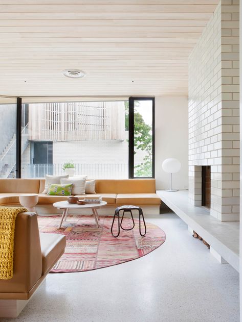 Best of Est 2018: Top Ten Australian Designers Wood Paneling Living Room, Clare Cousins, Living Room Wood Floor, White Wood Floors, Low Ceiling Lighting, Farmhouse Side Table, Bedroom Fireplace, Terrazzo Flooring, Ceiling Lights Living Room