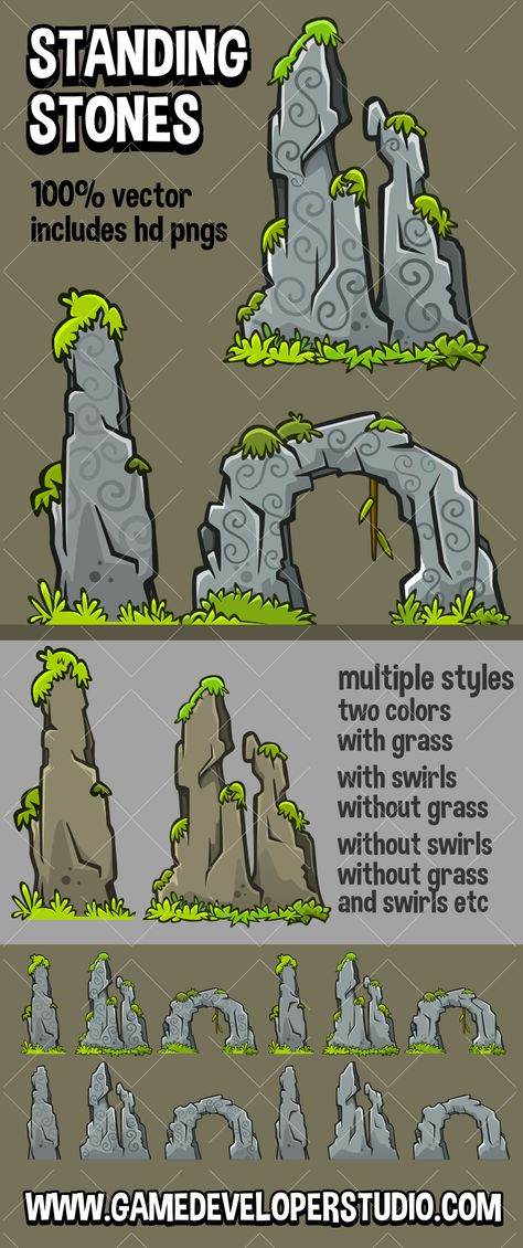 2d Environment Art, Simple 2d Game Art, Concept Art For Games, Stone Character Design, Environment Design Concept, 2d Game Character Design, Game Environment Design, 2d Tileset, Game Design Art