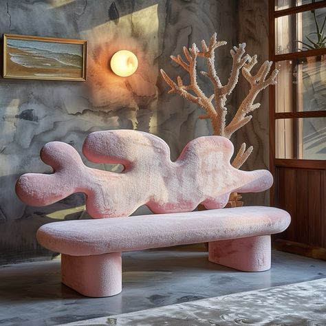 🌊✨ /Imagine benches bringing the ocean’s elegance and the intricate beauty of coral reefs in our homes. The coral-like frame paired with a soft, cushioned upholstered seat creates a seamless blend of art and comfort, adding a touch of marine magic to these pieces. 🪸 . . . #FurnitureDesignUK #HomeDecor #InteriorDecor #MinimalistFurniture #benchconcept #ModernInteriors #NatureInspiredDesign #ContemporaryDecor #DesignLovers #StatementPiece #minimalpop #MMDesignStudioUK #MatteMugnai #aifurnitur... Coral Furniture, Subject Design, Coral Chair, Medical Room, Coral Home Decor, Pink Bench, Paper Mache Animals, White Bench, Beauty Room Decor