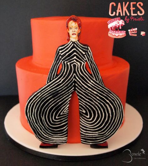 David Bowie Cake Collaboration by Cakes By Kristi Red Buttercream, Bowie Birthday, Bowie Art, Tiered Cake, Cookie Cake, 60th Birthday, Let Them Eat Cake, David Bowie, Eat Cake