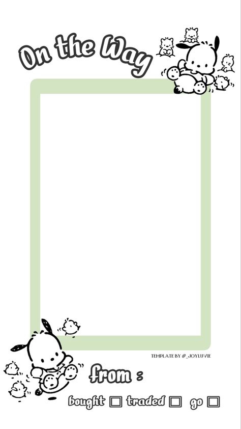 Kpop template otw green pochacco Kpop Trading Templates, On The Way Template Kpop, Kpop Wishlist Template, Otw Template Kpop, Green Pochacco, Blue Pochacco, Kpop Trading, Otw Template, Kpop Template