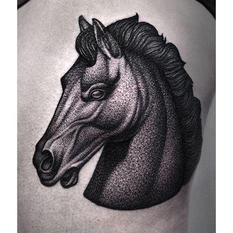 Dotwork horse by kamil czapiga Whip Shading Tattoo Design, Black Ink Tattoo Ideas, Etching Tattoos, Whip Shading Tattoo, Tattoo Puntillismo, Ink Tattoo Ideas, Black Ink Tattoo, Chess Piece Tattoo, Chess Tattoo