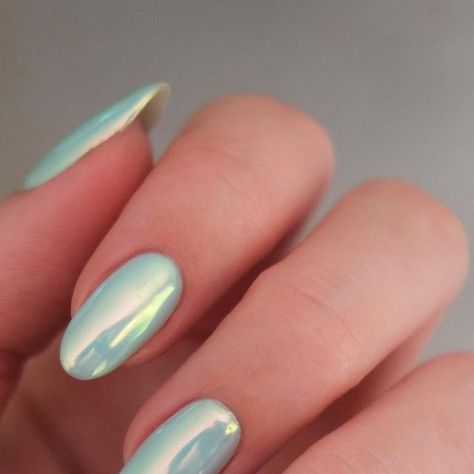 Pale Green Chrome Nails, Turquoise Blue Chrome Nails, Celadon Green Nails, Chrome Mint Nails, Chrome Mint Green Nails, Seafoam Green Chrome Nails, Summer Gel Nails Chrome, Seafoam Chrome Nails, Aquamarine Chrome Nails