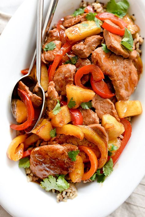 Healthier Sweet and Sour Pork Recipe | foodiecrush.com Sweet And Sour Pork Recipe Easy, Sweet N Sour Pork Recipe, Clever Carrot, Pork Recipes Easy, Pork Fillet, Mapo Tofu, Honey Balsamic, Lean Pork, Chinese Takeout