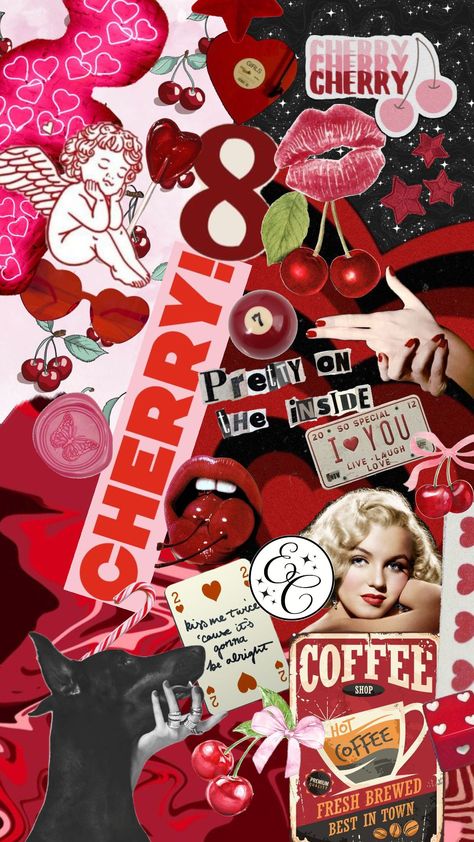 🍒💖 Add a retro flair to your device with our Pop Art Inspired Cherry Theme Collage Wallpaper 🍒💖 #cherryasesthetic #redaesthtetic #phonewallpaper #retroaesthetic #collagewallpaper #phonebackground Art Phone Wallpaper, Cherry Theme, Collage Iphone, Collage Wallpaper, Phone Inspiration, Retro Background, Pop Art Wallpaper, Unique Phone Case, Glitter Wallpaper