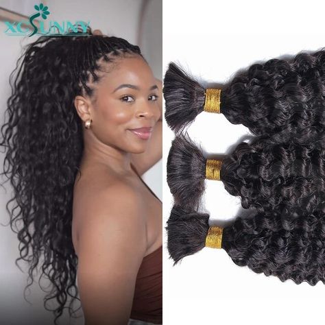 Bulk Human Hair No Weft For Braiding Curly Deep Wave Full Ends Extensions 3pcs/5pcs Bulk Hair Bundles Wholesale For Boho Braids - AliExpress Curly Human Hair Extensions, Weave Hairstyles Braided, Deep Wave Hair, Straight Human Hair Bundles, Natural Hair Bun Styles, Aliexpress Hair, Hair Weaving, Straight Blonde Hair, Straight Hair Bundles