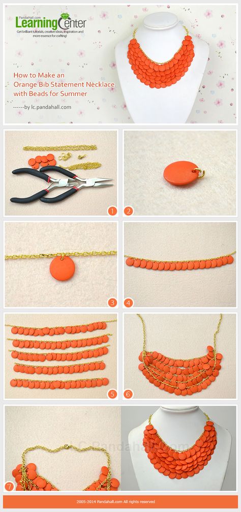 How to Make an Orange Bib Statement Necklace with Beads for Summer Diamond Moon Necklace, Pochette Diy, Double Horn Necklace, Necklace With Beads, Diy Collier, Black Gold Jewelry, Horn Necklace, Homemade Jewelry, Jewelry Making Tutorials