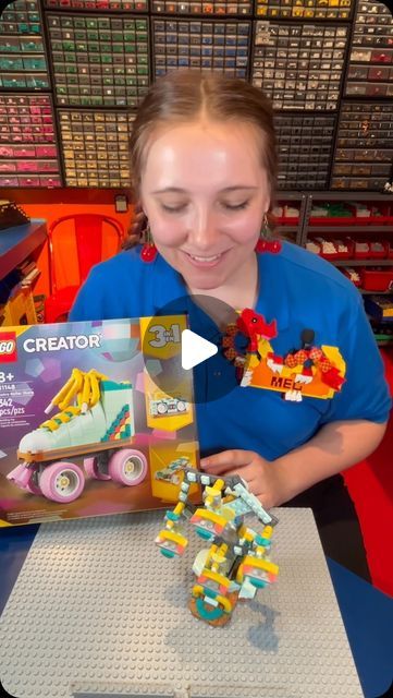 LEGO on Instagram: "Master Model Builder Meghan from @ldcnorthamerica teaches how you can transform our LEGO Creator 3in1 Retro Roller Skate set into a ferris wheel, amazing to display! #PlayUnstoppable" Retro Roller Skates, Lego Creator, Roller Skate, Ferris Wheel, Lego, The Creator, Wheel, Toys, Canning